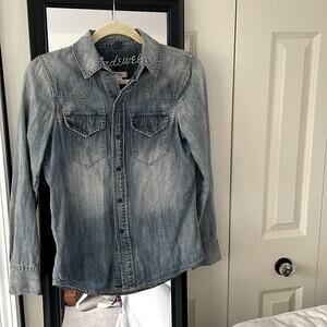 MADEWELL Denim Long-Sleeve Western Snap Front Short Size XSmall
